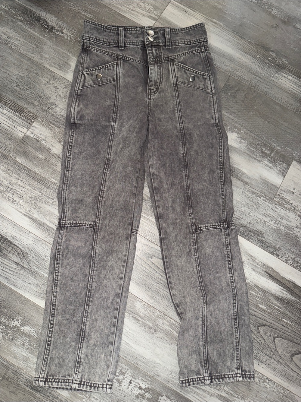 BDG Gray Washed High-Rise Seamed Jeans